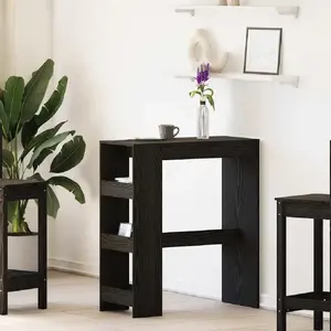 Bāra galds VidaXL 90×40×103,5 cm ar plauktiem, melnās ozola apdare