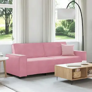 Sofa 3-seater VidaXL model 4105033, pink velvet upholstery, 180 cm
