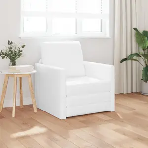 Напольный диван 2-в-1 VidaXL модель 4106636 Белый 74×77×81 см Искусственная кожа