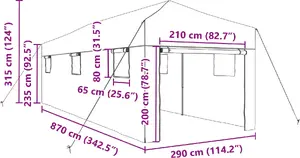 Теплица walk-in с pop-up рамой VidaXL 870 x 290 x 315 см