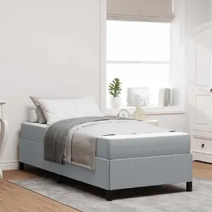 Кровать с пружинным матрасом VidaXL 100 x 200 см, светло-серая обивка, чёрные ножки