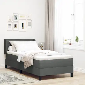 Кровать с матрасом VidaXL 90 x 190 см, темно-серый тканевый