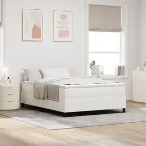 Gultas rāmis VidaXL 3337409 Krēmkrāsas inženiertehniskā koksne 140 x 190 cm