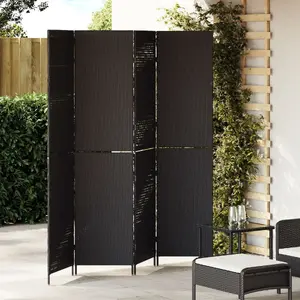 Ширма комнатная 4 панели складная черная 195x180 см VidaXL из полиротанa