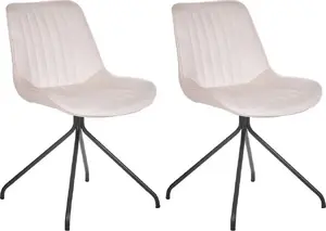 Dining chair set Beliani NAVASOTA — 2 beige velour chairs