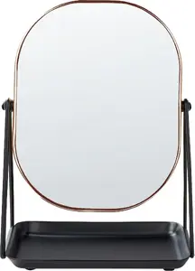 Cosmetic mirror Beliani CORREZE 20 x 22 cm, pink gold finish