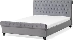 Кровать Beliani AVALLON 140 x 200 см с серой велюровой обивкой