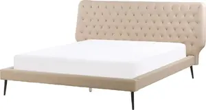 Кровать Beliani ESSONNE 160 x 200 см бежевый – мягкая двуспальная рама