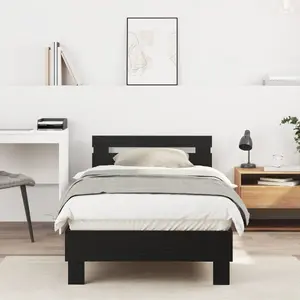 Gultas rāmis VidaXL 874114 Melns ozols inženierkoks 90 x 200 cm