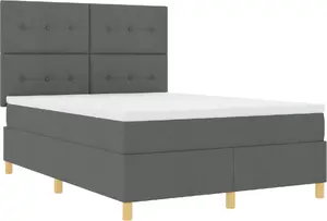 Gulta ar atsperu matraci VidaXL 160x200 cm tumši pelēks audums