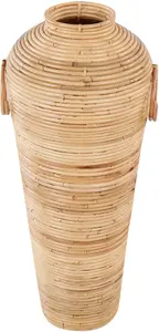 Декоративная ваза Beliani ELATIA Rattan 70 см Натуральная – высокая плетеная напольная ваза