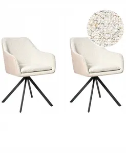 Dining chair set Beliani LITHIA Boucle light beige — 2 pieces