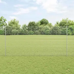Metal fence with posts VidaXL 1.5 x 10 m silver — steel panels