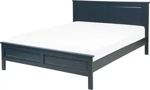 Деревянная кровать Beliani OLIVET 140 x 200 см синяя