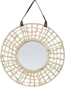 Sienas spogulis Beliani PALACI ⌀ 60 cm, apļveida, pītas rāmja