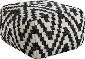 Пуф Beliani KNIDOS 56×56×32 см из шерсти, черно-белый