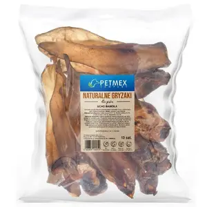 PETMEX Buffalo Ear with Ring, pack of 10 — dog chew treat, single-ingredient natural snack