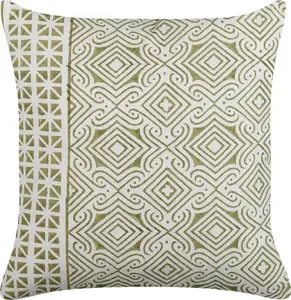 Decorative cotton cushion Beliani LARICS 45 x 45 cm green-white with oriental pattern