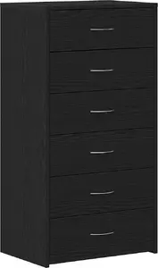 Комод с 6 ящиками VidaXL, цвет чёрный дуб, 50×34×96 см