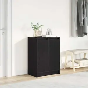 Apavu skapis VidaXL modelis 861869, melnā ozola apdare, līmēts koks, 57×34×76 cm