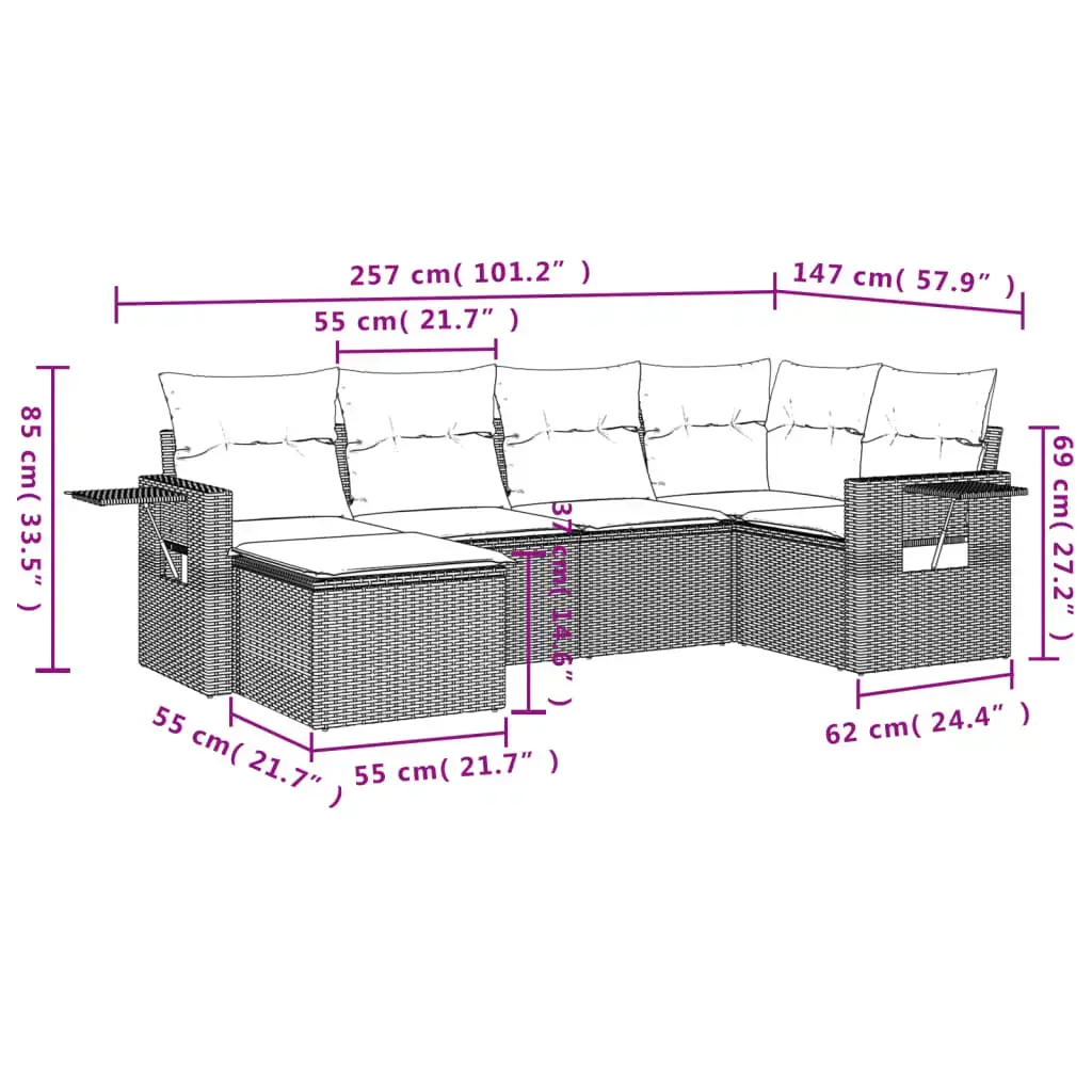 VidaXL 3252810 набор уличной мебели 7 предметов Photo 3