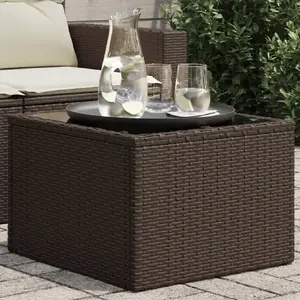 Āra sānu galdiņš VidaXL modelis 366207 ar stikla virsmu, brūns, 55×55×37 cm