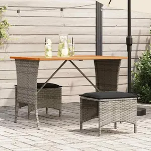 Āra pusdienu galds VidaXL modelis 4104139 ar akācijas koka virsmu, pelēks, 105×75×72 cm