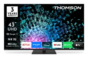 Thomson 43MG7C15 43" (109.2 cm) 4K Ultra HD QD‑Mini LED Smart TV, Google TV, 3840×2160, 320 cd/m², Black
