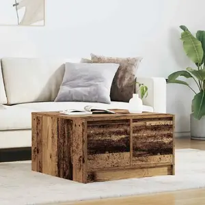 Coffee table VidaXL model 3328415 with drawers, reclaimed wood finish, 70.5×70×40 cm
