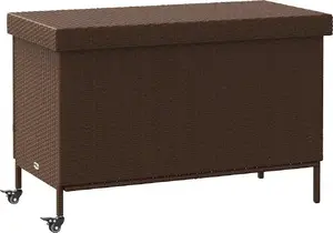Garden Storage Box with Wheels VidaXL 110x55x73 cm Brown Polyrattan
