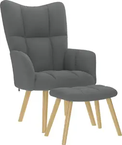 Armchair with Footstool VidaXL 4016779, dark grey fabric upholstery