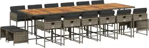 Garden furniture set VidaXL 17-piece with cushions, grey PE rattan