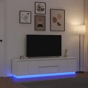 ТВ-тумба VidaXL модель 3328435 с LED-подсветкой, белая, 193,5×41×50 см