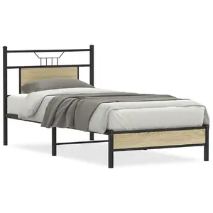 Каркас кровати VidaXL 4106935 — дубовый цвет, ширина 85,5 см, длина 2,07 м, высота 91,5 см