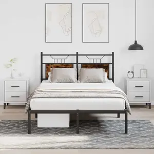 Кровать VidaXL модель 4106741, каркас в цвете дымчатый дуб, размер 120x200 см, без матраса