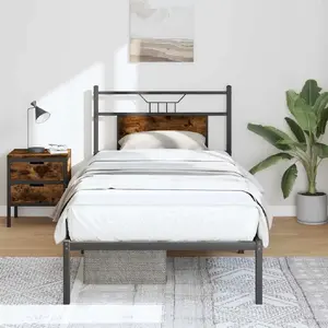 Каркас кровати VidaXL модель 4106735, цвет дымчатый дуб, 90x190 см, без матраса