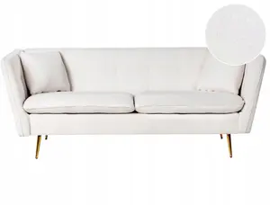 Sofa for 3 Persons Beliani FREDERICA Bouclé Off-White — 3-seater sofa, bouclé upholstery