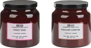 Aromātisko sveču komplekts Beliani ABSOLUTE ALCHEMY — 2 sveces: Salds vīns / Lavanda ar rozmarīnu