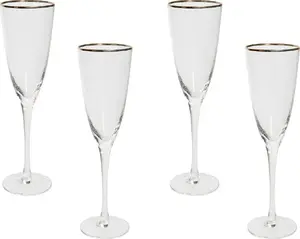 Šampanieša glāžu komplekts Beliani TOPAZ 4 gab., 250 ml, zelta apmale