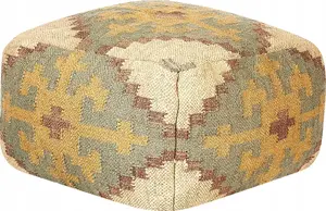 Pufs Beliani SARON 50 x 5 cm — džutas pārvalks, daudzkrāsains