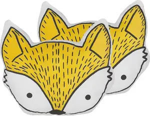 Children's Pillow Set Beliani VADODARA 2 pcs, fox motif, 50 x 40 cm, yellow