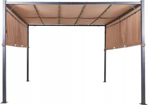 Garden pavilion Beliani PARGA 310 x 310 cm with LED lighting, brown