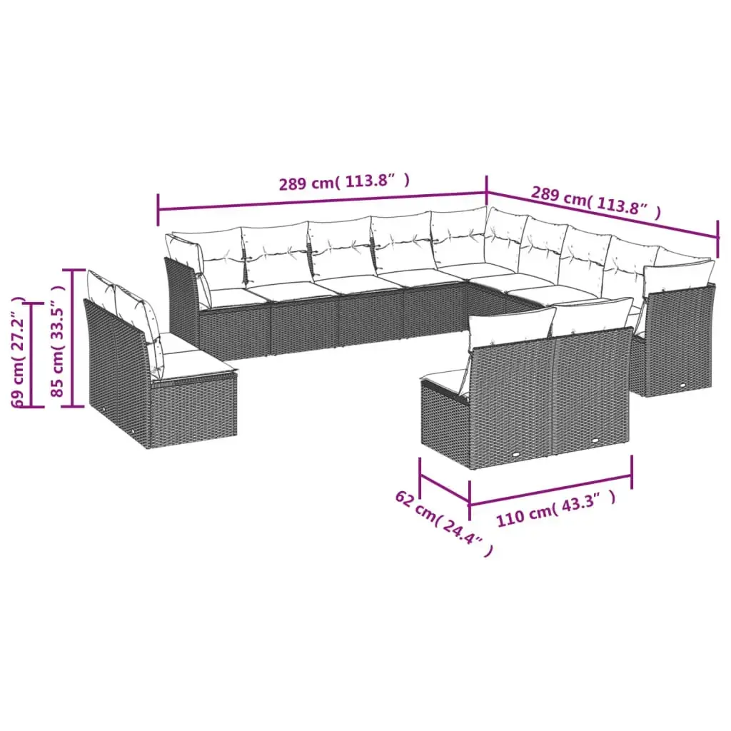 VidaXL 3218503 14-piece outdoor furniture set Photo 6
