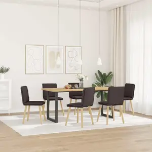 Ēdamistab...a krēsli VidaXL modelis 3315629, komplekts 6 gab., tumši brūns auduma apvalks
