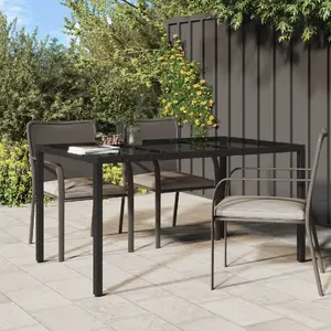 Ēdamgalda VidaXL 150×90×75 cm, melns, polirattans virsma un metāla rāmis