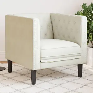 Pārklāts Chesterfield atzveltnes krēsls VidaXL 372680, krēmbalts samts