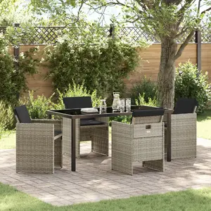 Garden dining set VidaXL 5-piece with cushions, light gray PE rattan