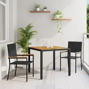 Garden dining set VidaXL 3-piece black poly rattan with folding chairs and cushions