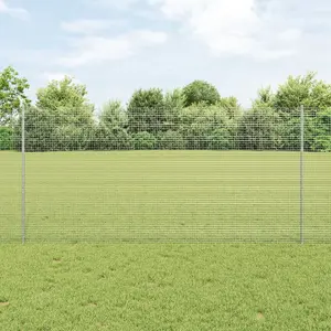 Сварная сетчатая ограда 1,2 x 25 м с 22 серыми столбами VidaXL