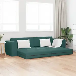 Dīvāns-gulta VidaXL 2‑1 tumši zaļā auduma 245×150×60,5 cm